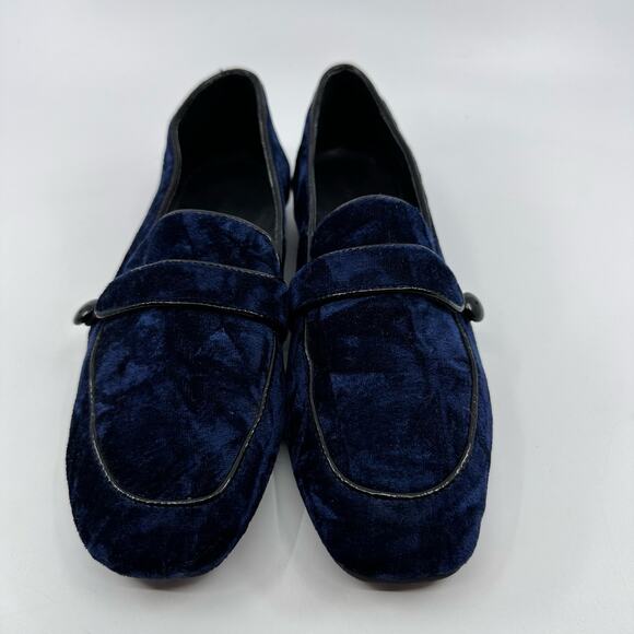 Donald J Pliner Haven Velvet Flat Loafers Slip On Navy Blue Womens Size US 5.5M - Picture 5 of 13